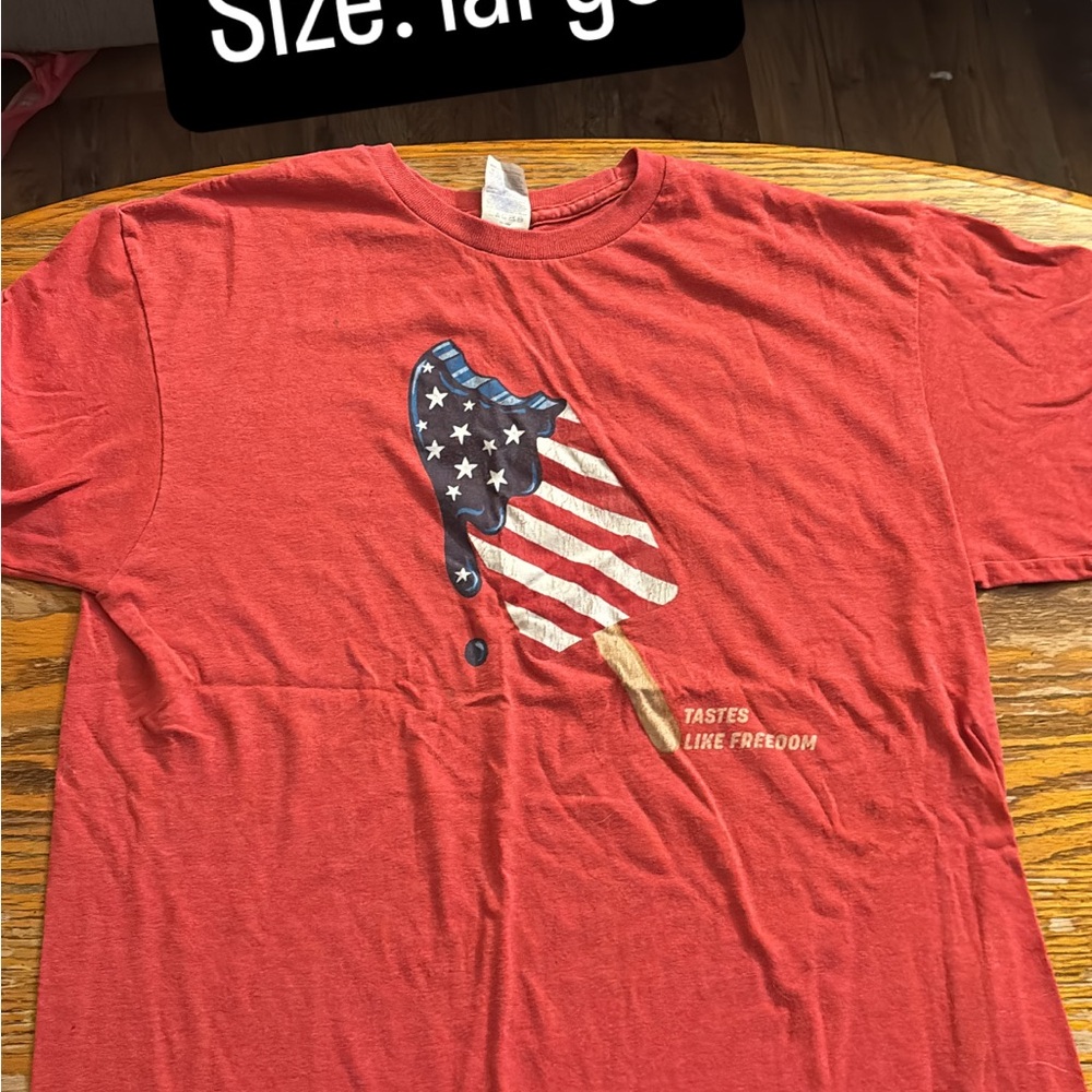Red T-Shirt with American Flag Design